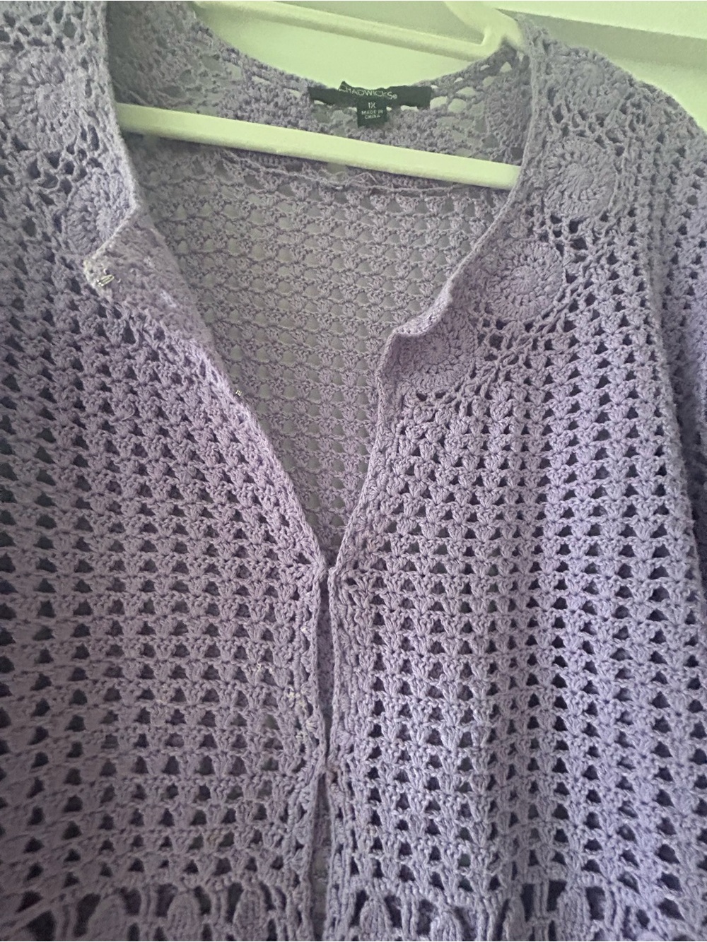 Chadwicks Lavender Crochet Openwork Cardigan - Picture 3 of 9